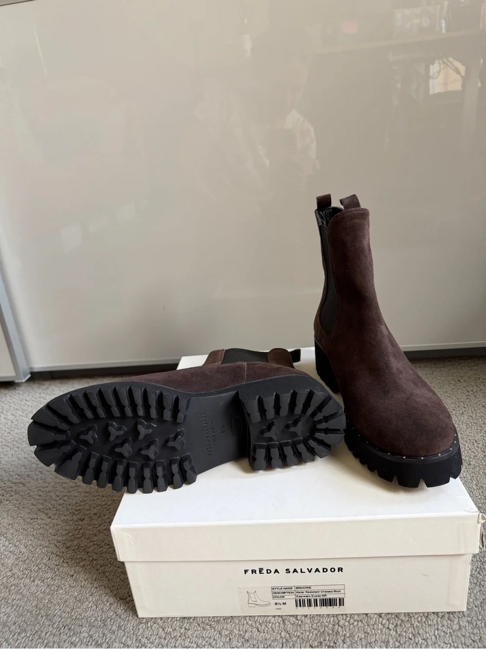 Freda Salvador Brooke Boot, Espresso Suede, 8.5, NWB - Picture 5 of 8